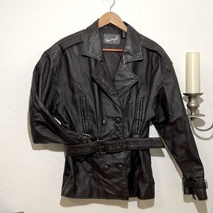 Vintage Spiegel genuine leather belted  jacket size M